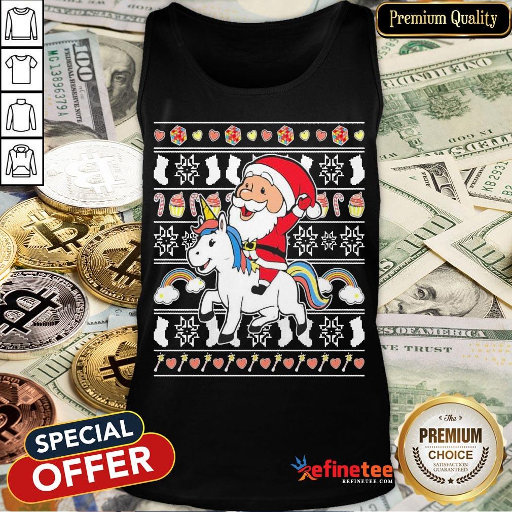 Awesome Santa Claus Riding Unicorn Christmas Shirt