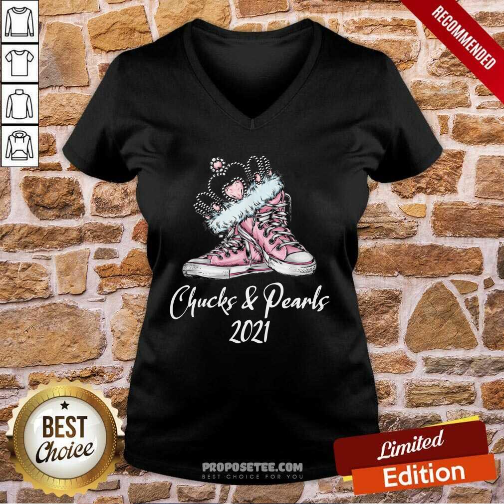 Awesome The Kamala Harris Converse Chucks And Pearls 2021 Shirt