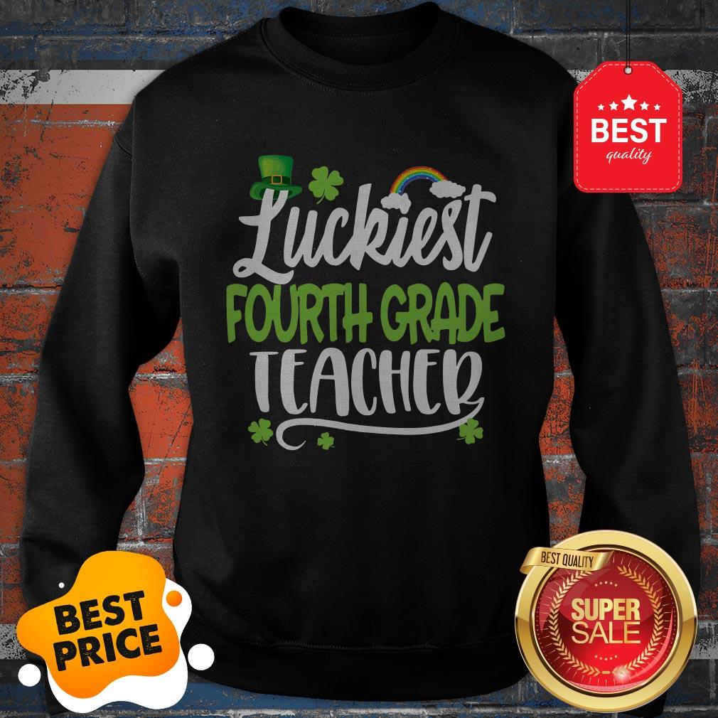 Beautiful Luckiest Fourth Grade Teacher St Patricks Day Teaching Gift Shirt