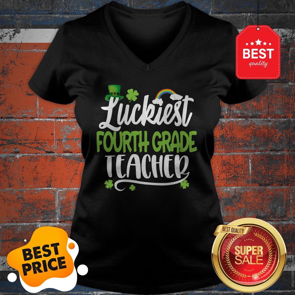Beautiful Luckiest Fourth Grade Teacher St Patricks Day Teaching Gift Shirt