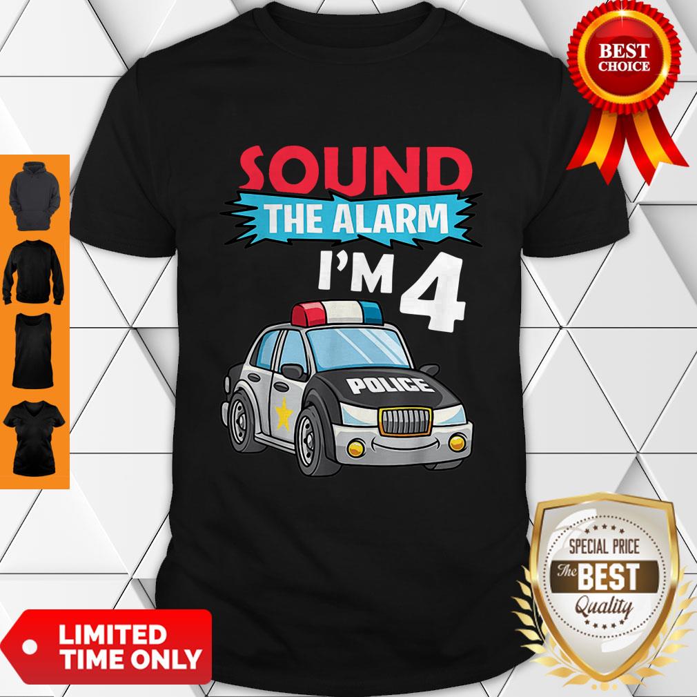 Birthday Boy4 Years Old Police Car Policeman Cop Shirt