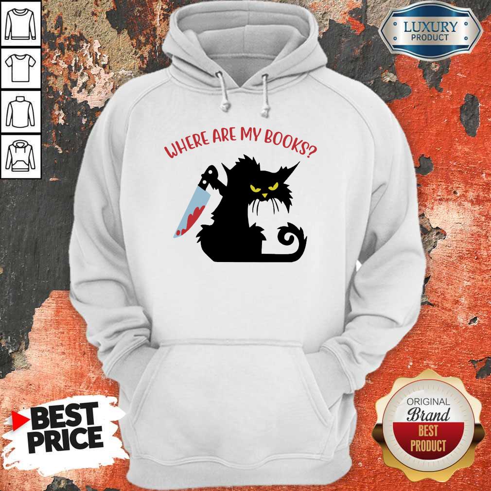 Black Cat Knife Where Are My Books Shirt
