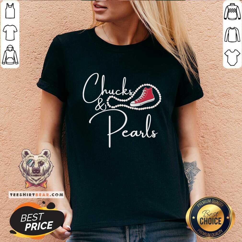 Confident Kamala Harris Chucks And Pearls 6 Red Converse Shirt