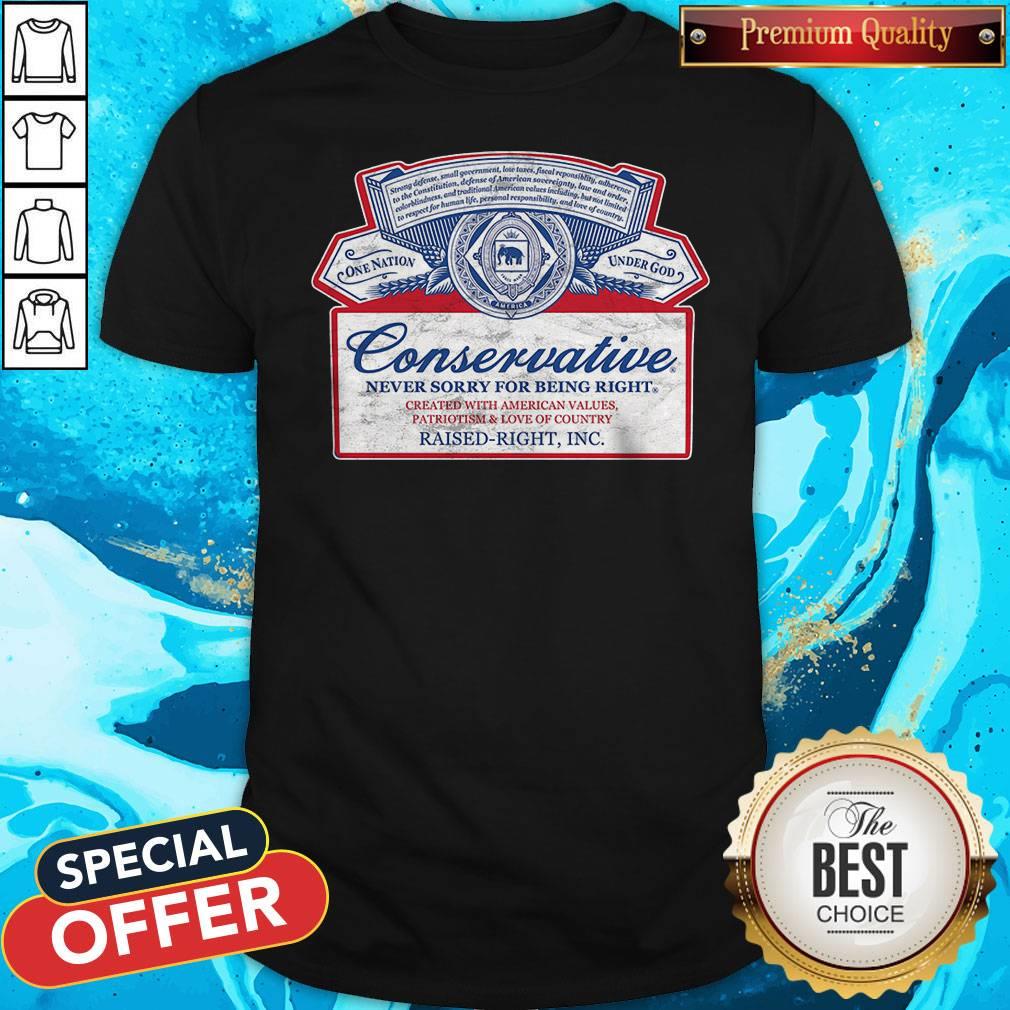 Conservative Never Sorry For Being Right Shirt