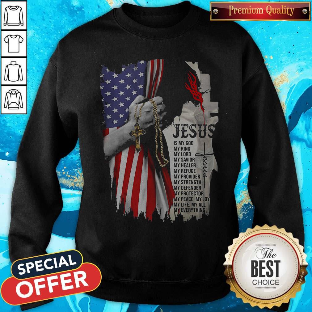 Cool Jesus Is My God My Everything American Flag Independence Day Shirt