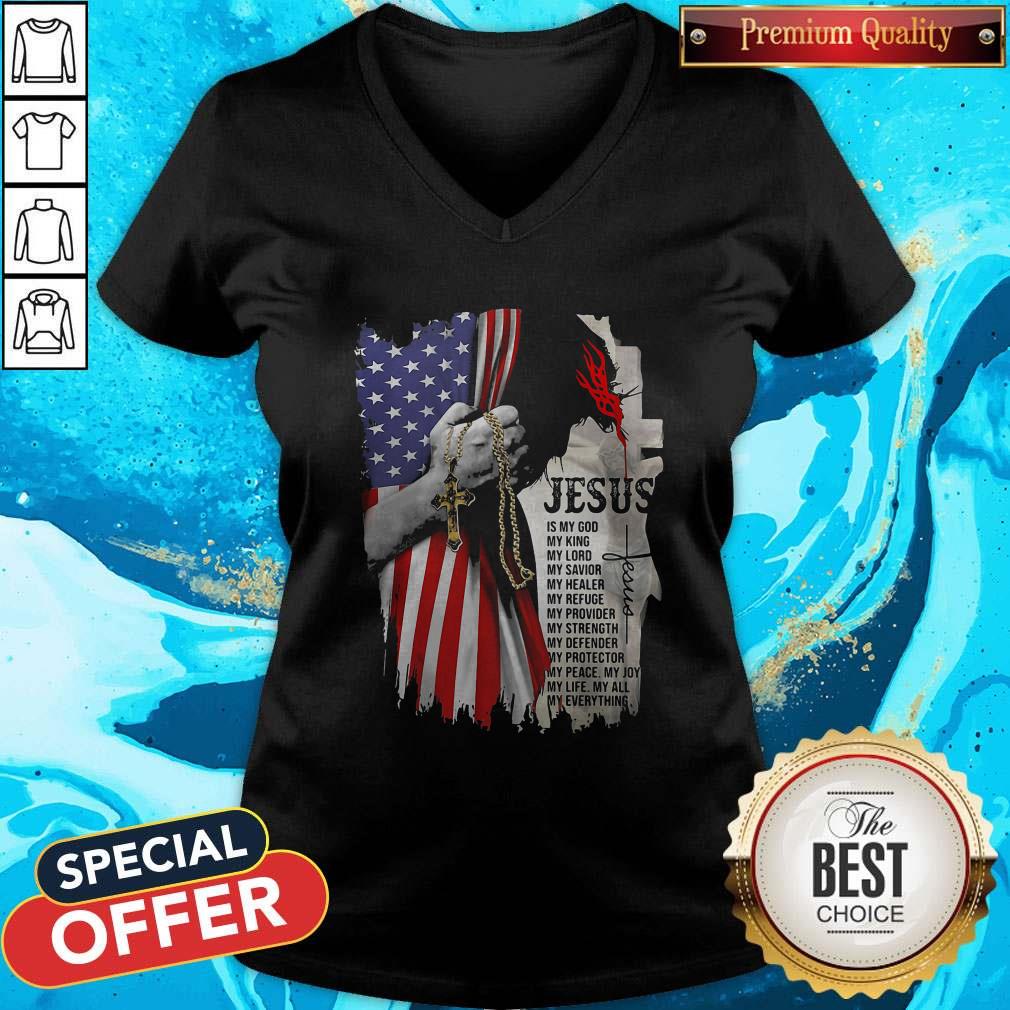Cool Jesus Is My God My Everything American Flag Independence Day Shirt