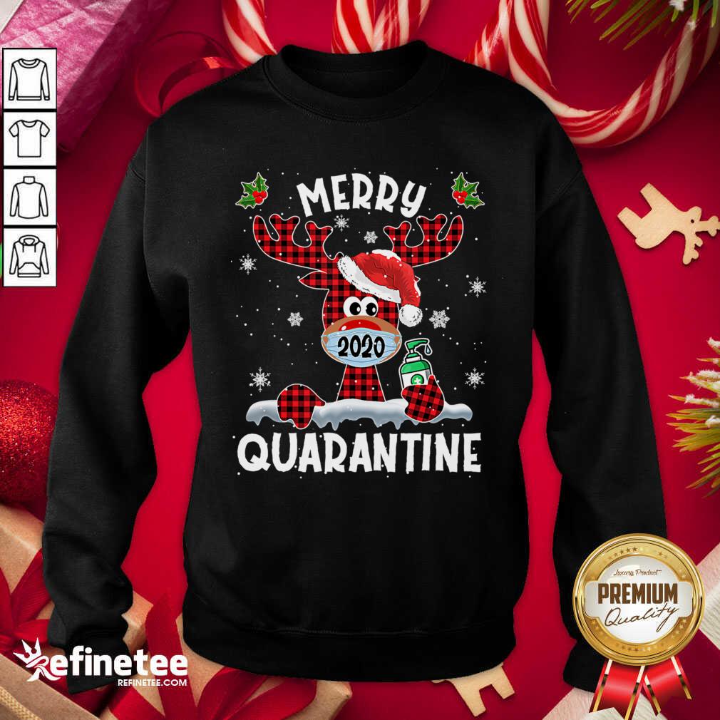 Cool Merry Quarantine Christmas 2020 Reindeer Mask Family Pajamas Shirt