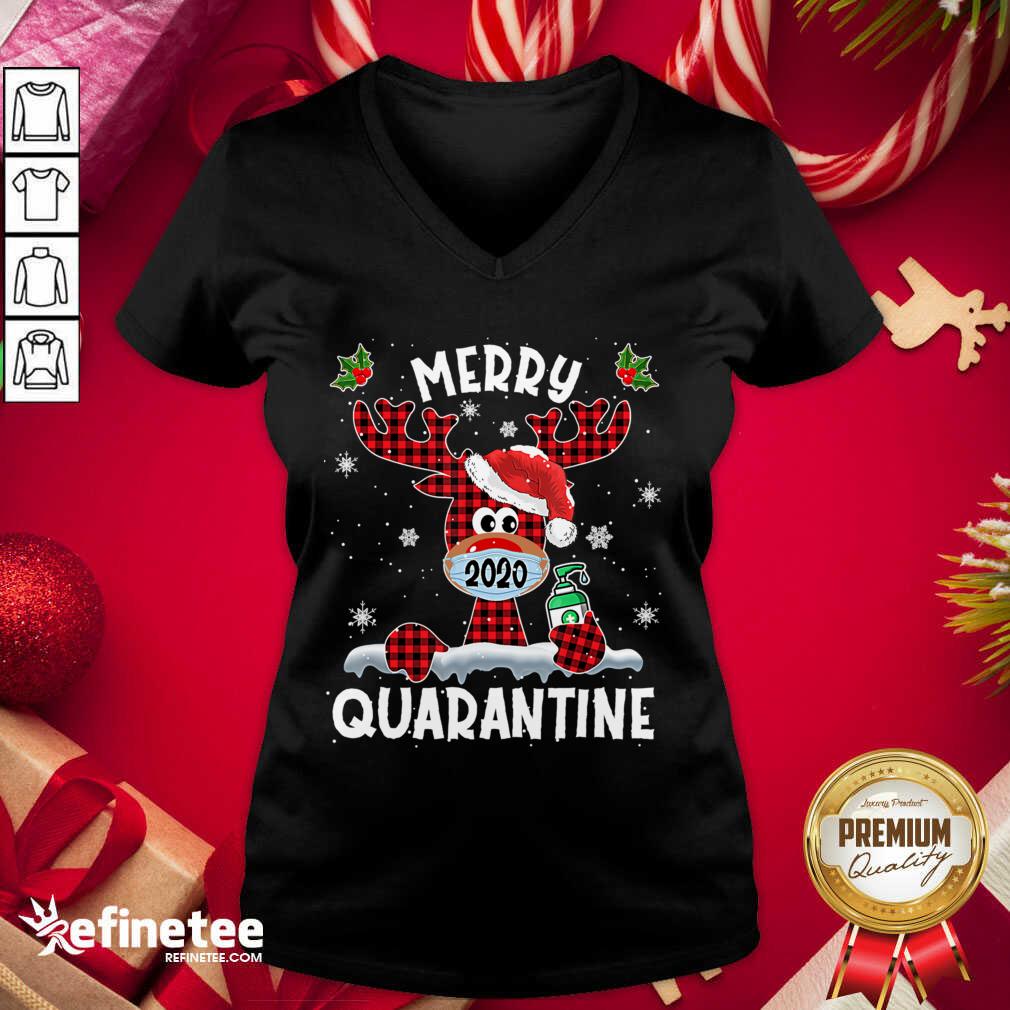 Cool Merry Quarantine Christmas 2020 Reindeer Mask Family Pajamas Shirt