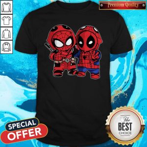 Cute Baby Deadpool And Baby Spider Man Shirt