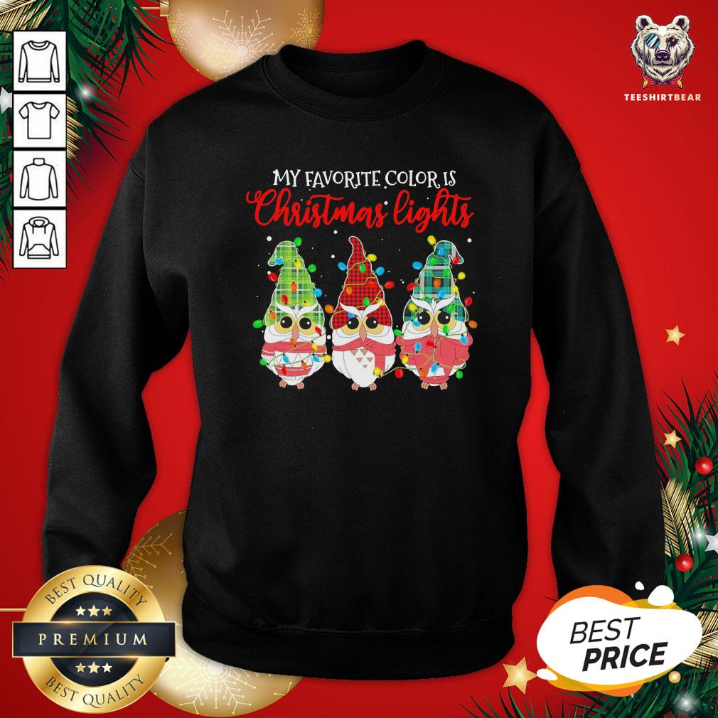 Cute Owls Gnomes My Favorite Color Is Christmas Light Shirt