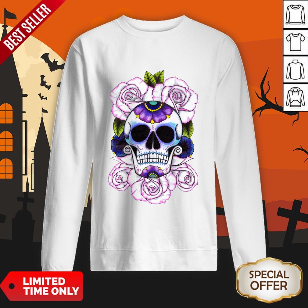 Day Of The Dead Blue And Purple Sugar Skulls Shirt