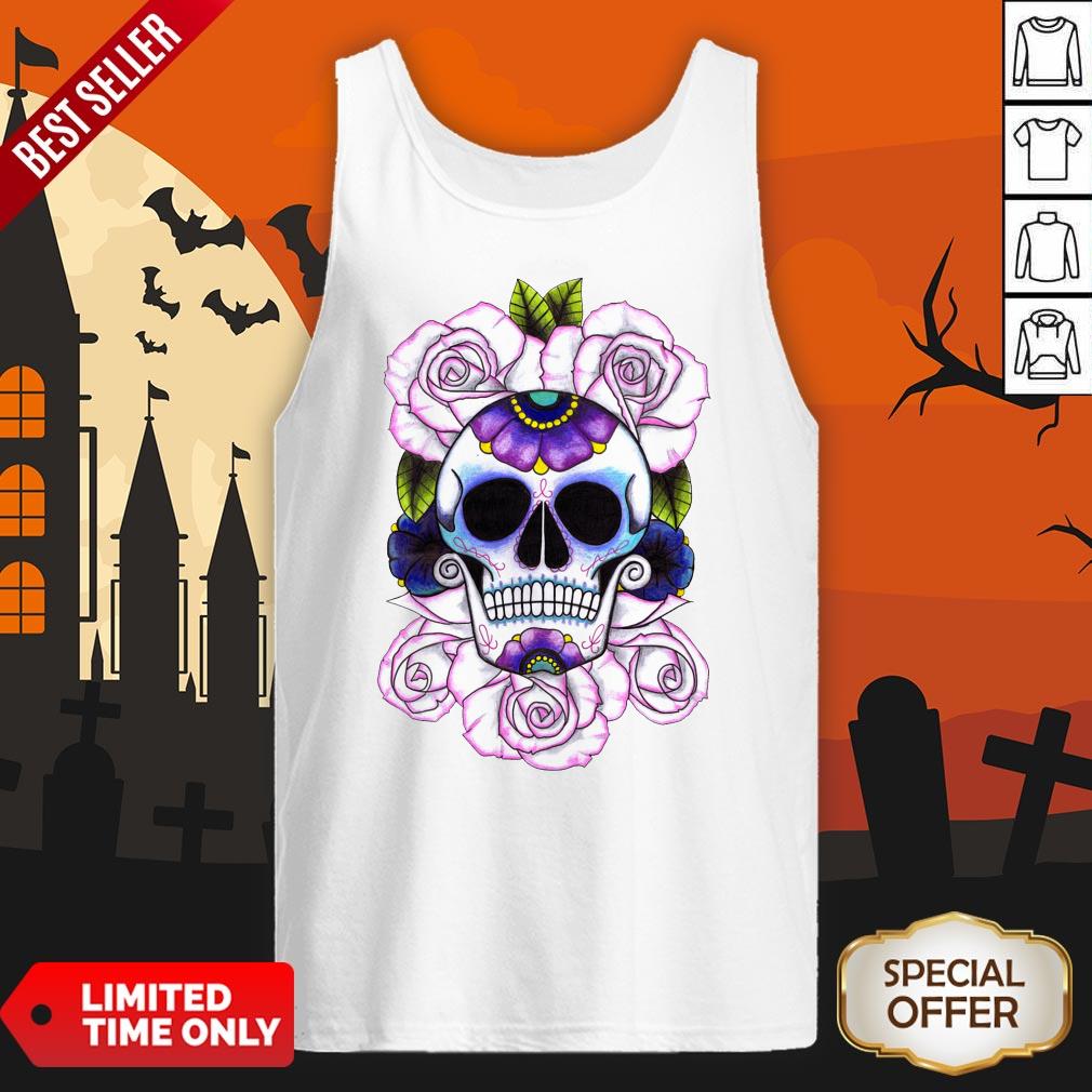 Day Of The Dead Blue And Purple Sugar Skulls Shirt
