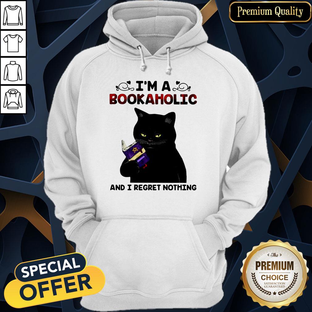 Black Cat I’m A Bookaholic And I Regret Nothing Shirt