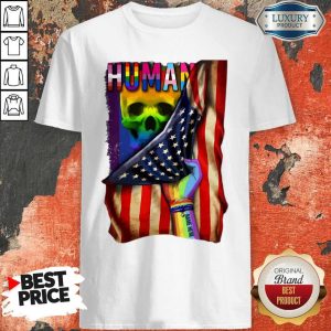Hot LGBT American Flag Back Human Skull Shirt