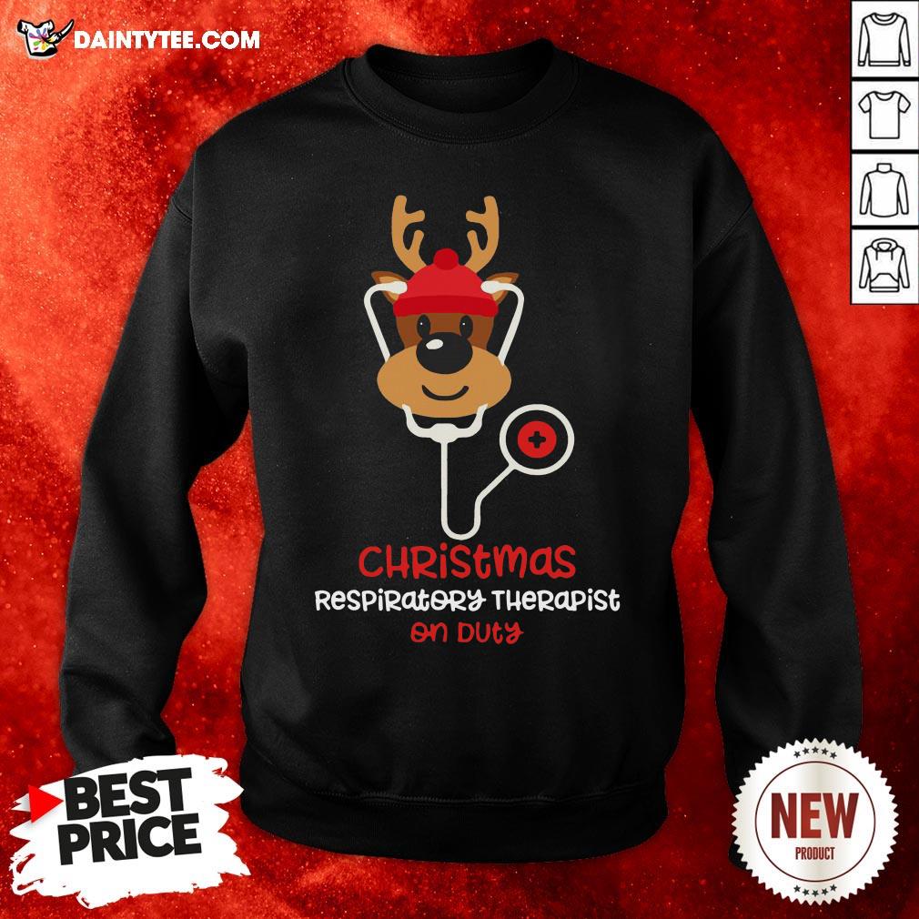 Funny Christmas Respiratory Therapist Reindeer Nurse On Duty Shirt