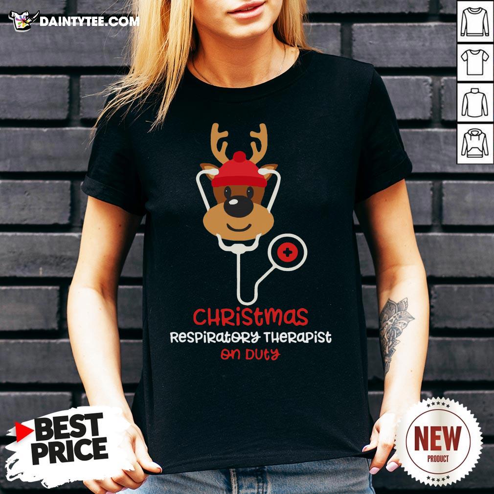 Funny Christmas Respiratory Therapist Reindeer Nurse On Duty Shirt