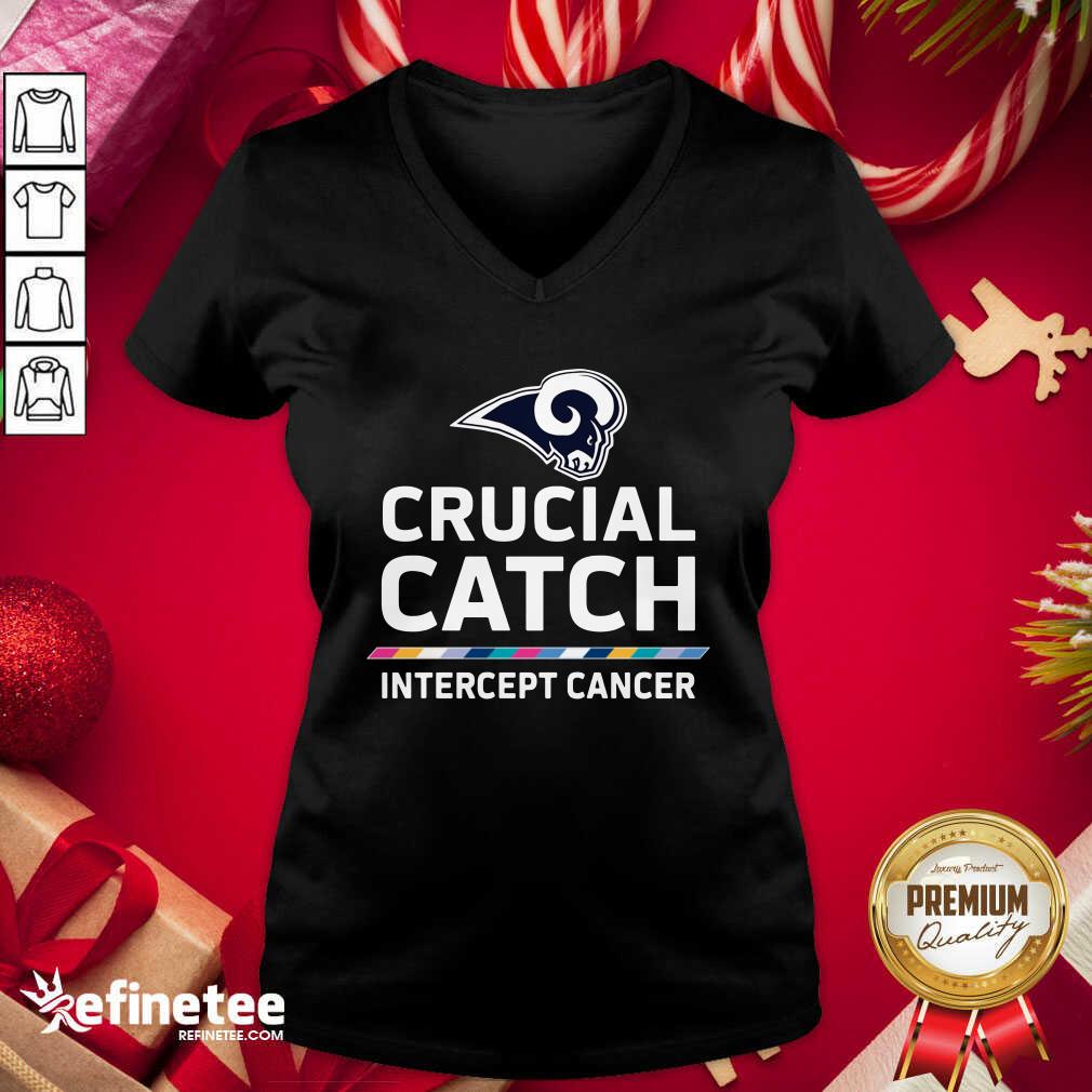Funny Los Angeles Rams Crucial Catch Intercept Cancer Shirt