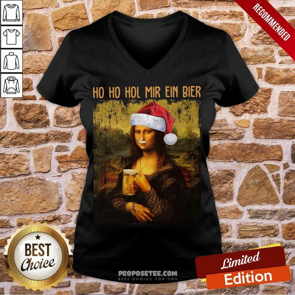 Funny Mona Lisa Ho Ho Hol Mir Ein Bier Christmas Sweat Shirt