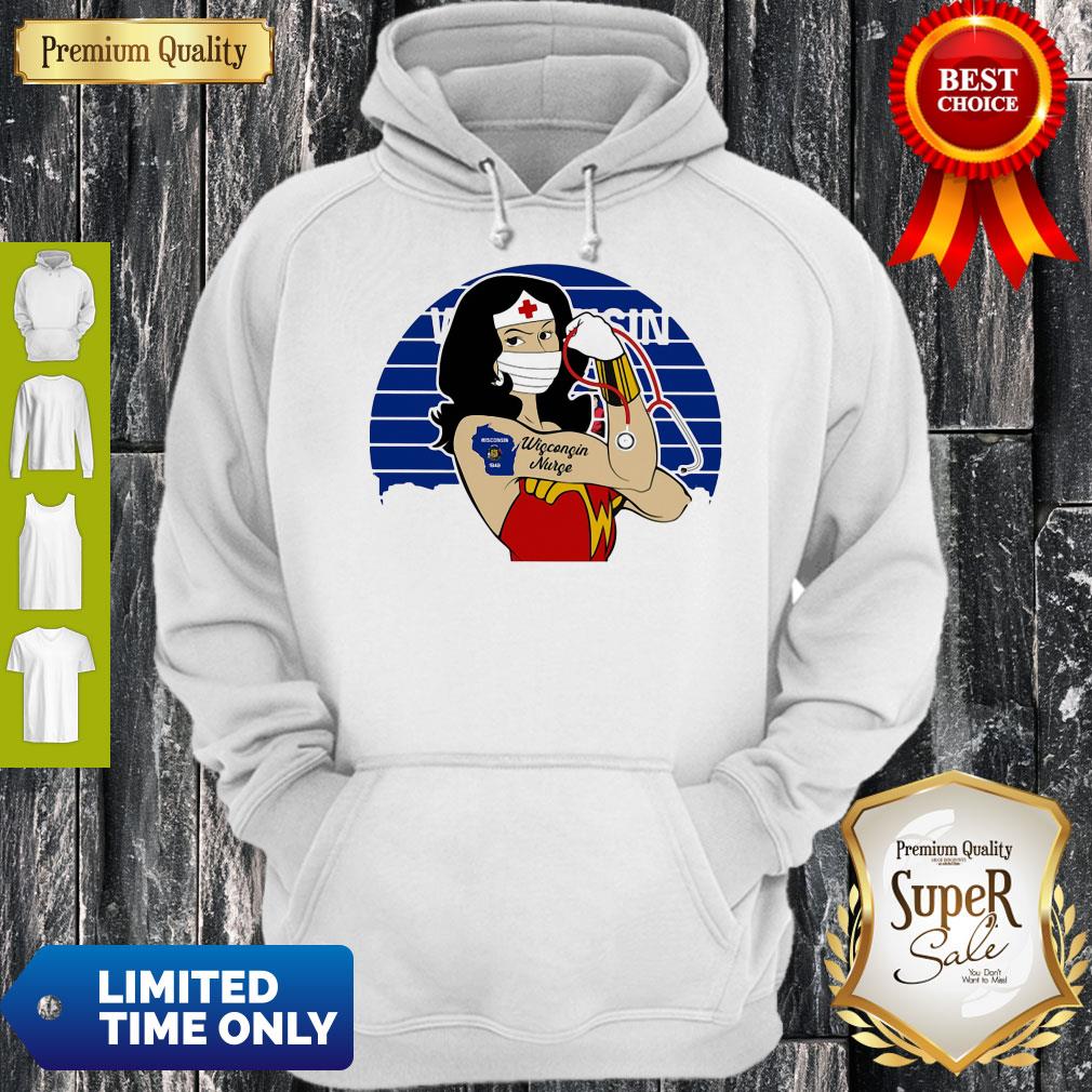 Funny Vintage Wonder Woman Tattoos Wisconsin Nurse Covid-19 Shirt