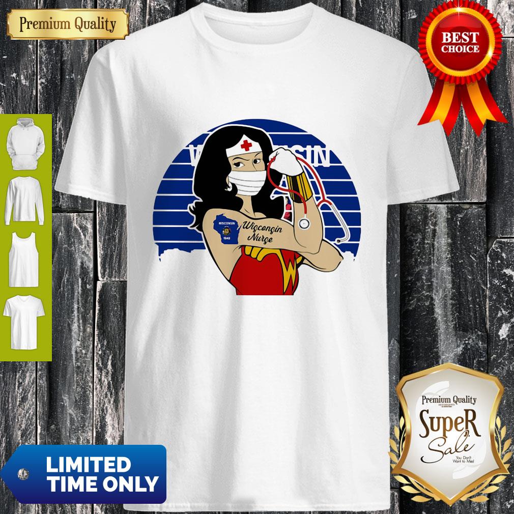 Funny Vintage Wonder Woman Tattoos Wisconsin Nurse Covid-19 Shirt