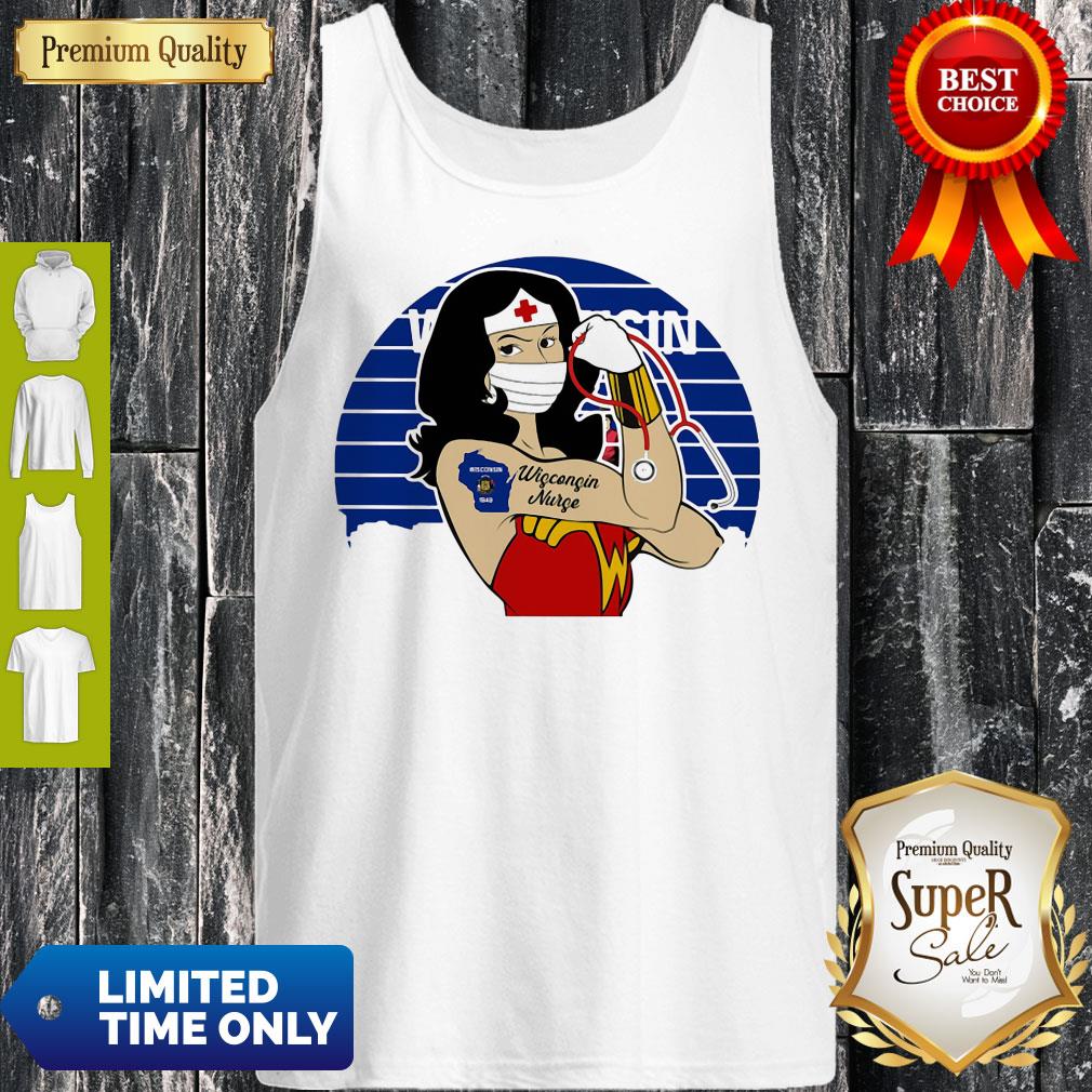 Funny Vintage Wonder Woman Tattoos Wisconsin Nurse Covid-19 Shirt
