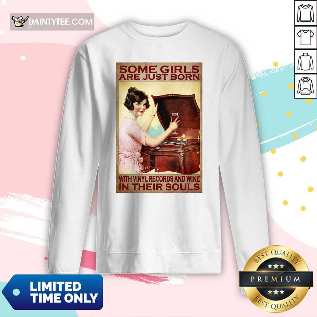 Girl With Vinyl Records And Wine Poster Shirt