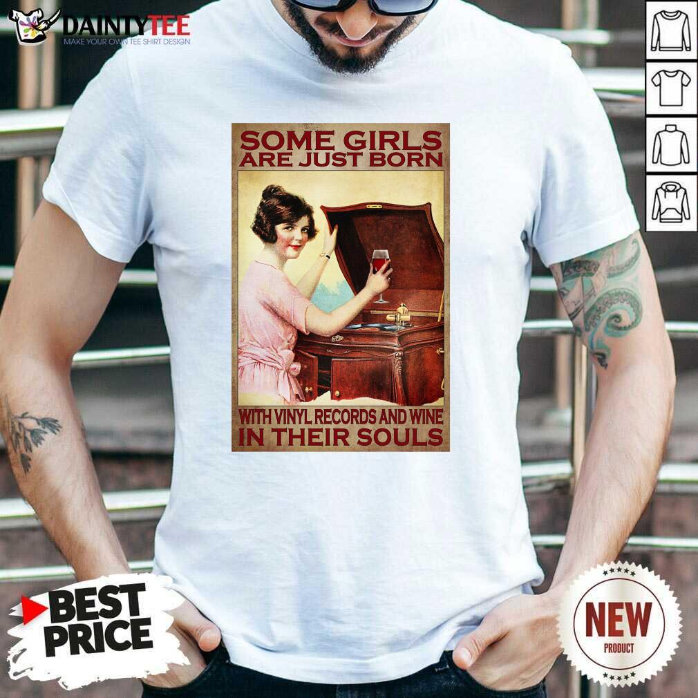 Girl With Vinyl Records And Wine Poster Shirt