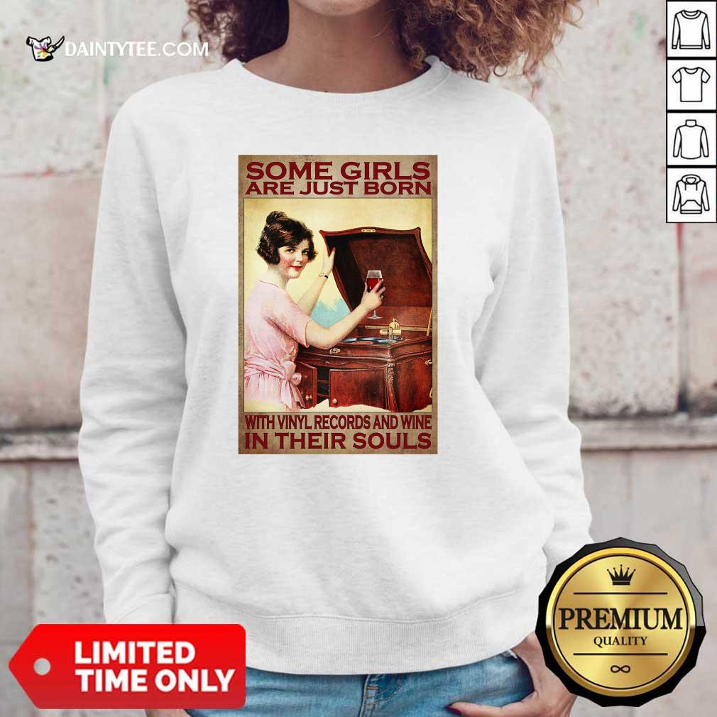 Girl With Vinyl Records And Wine Poster Shirt