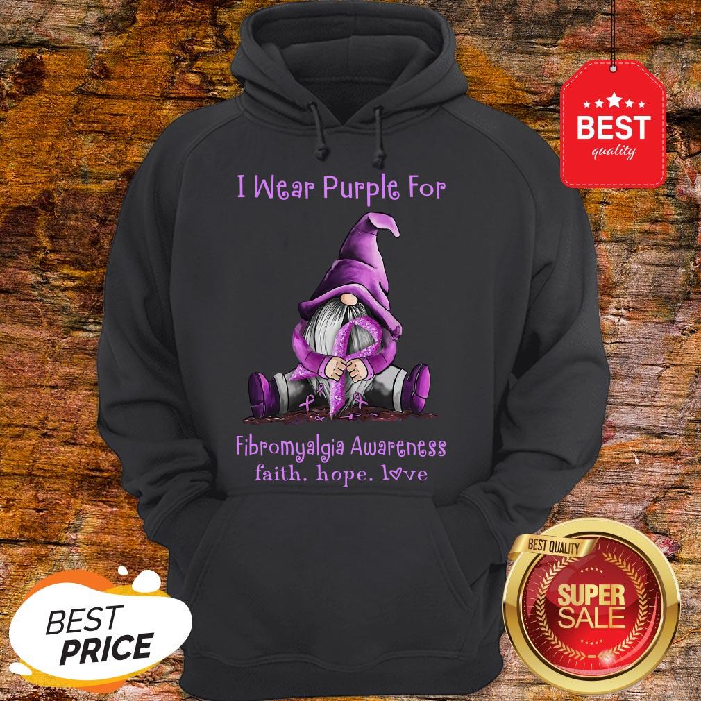 Gnome I Wear Purple For Fibromyalgia Awareness Faith Hope Love Shirt