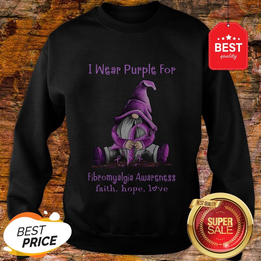 Gnome I Wear Purple For Fibromyalgia Awareness Faith Hope Love Shirt