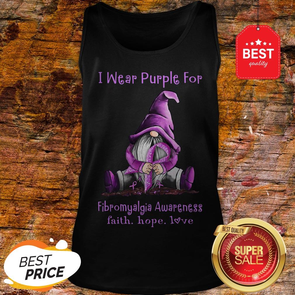 Gnome I Wear Purple For Fibromyalgia Awareness Faith Hope Love Shirt