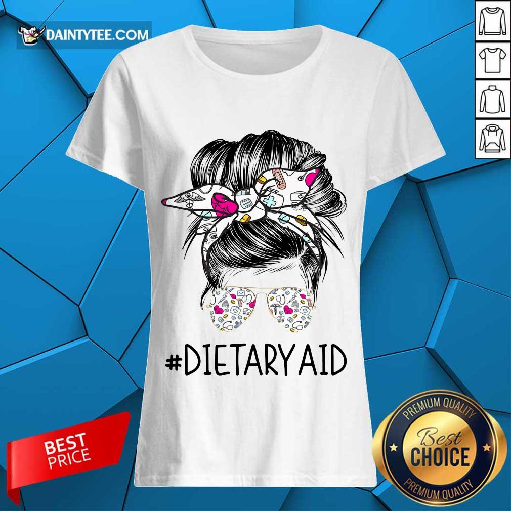 Good Dietary Aid Girl Bun Hair Glasses Shirt