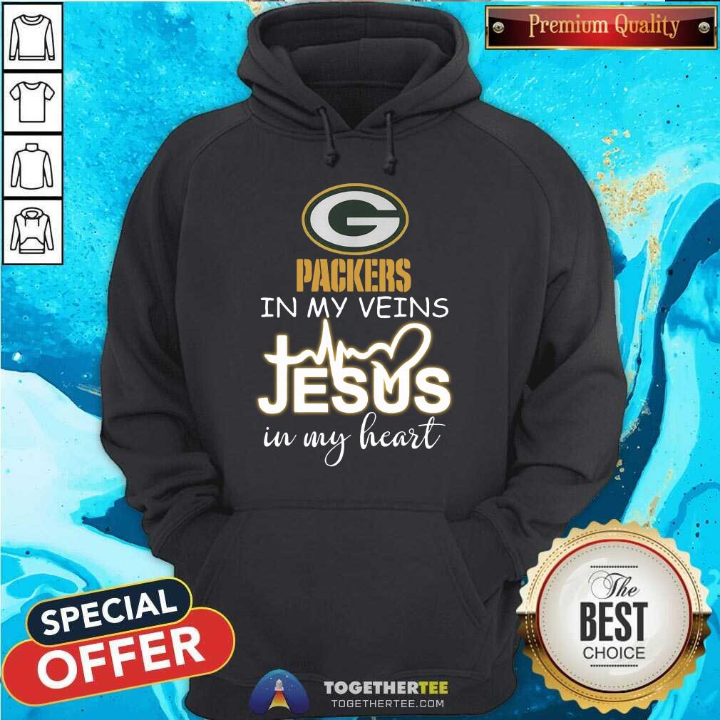 Great Green Bay Packers In My Veins Jesus In My Heart Shirt