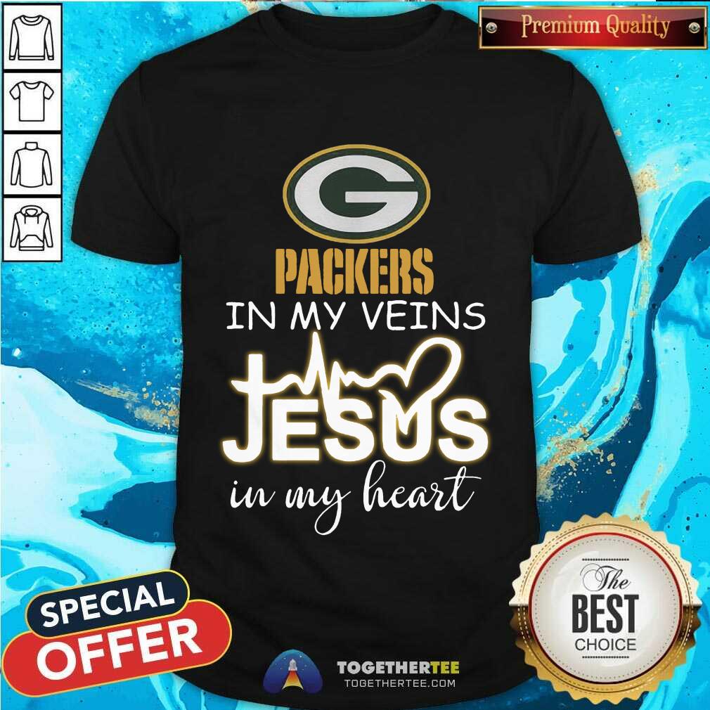 Great Green Bay Packers In My Veins Jesus In My Heart Shirt