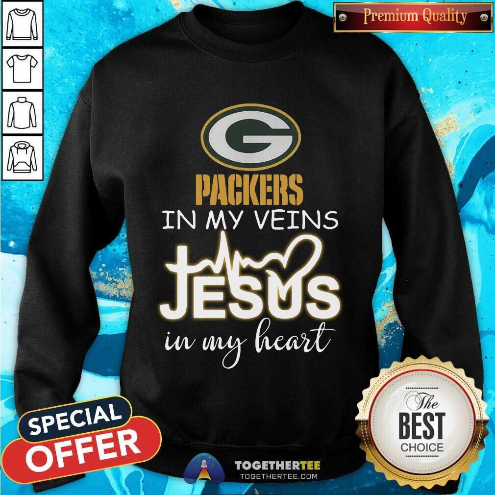 Great Green Bay Packers In My Veins Jesus In My Heart Shirt