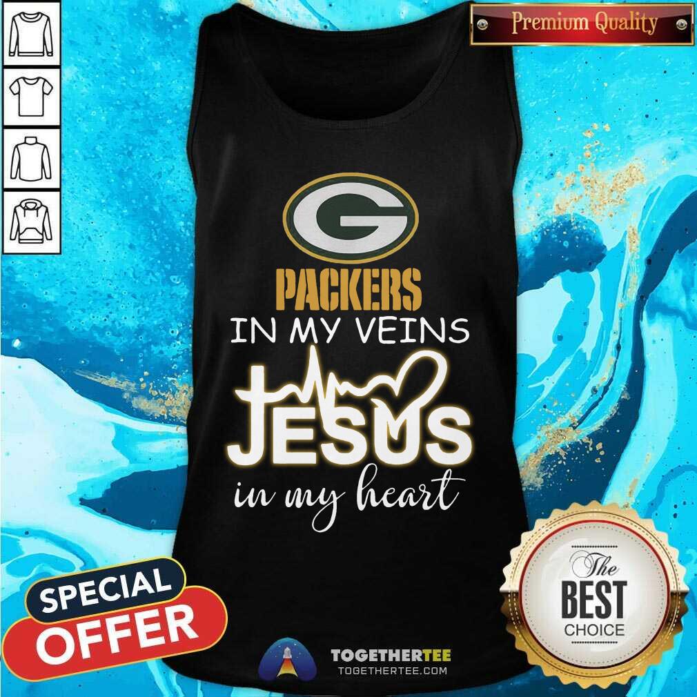 Great Green Bay Packers In My Veins Jesus In My Heart Shirt