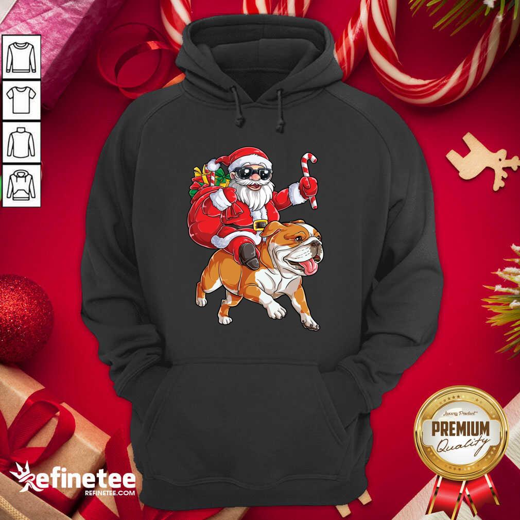 Great Santa Claus Riding Bulldog Merry Christmas Shirt