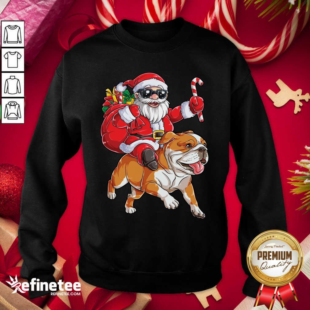 Great Santa Claus Riding Bulldog Merry Christmas Shirt