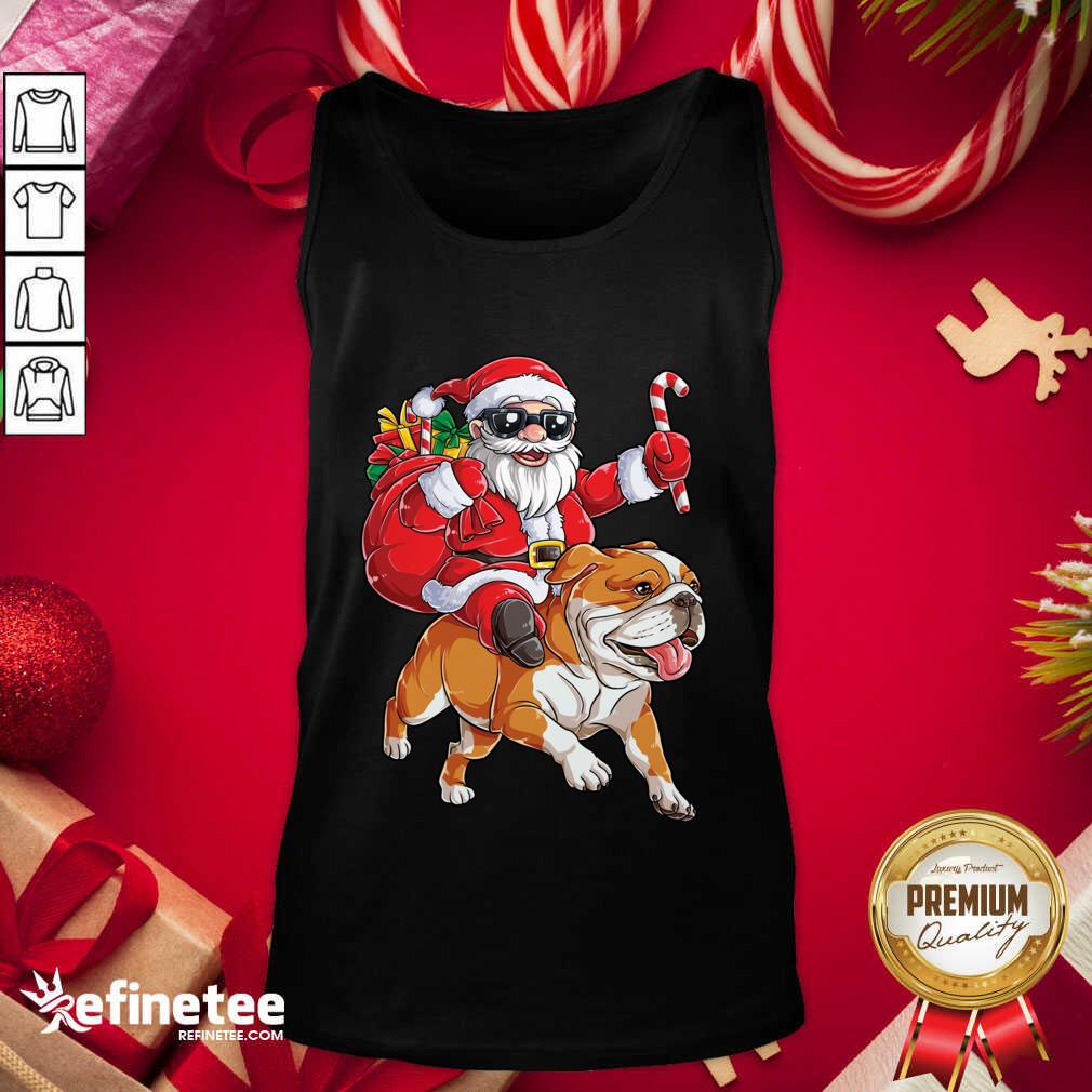 Great Santa Claus Riding Bulldog Merry Christmas Shirt