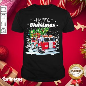 Top Firefighter Christmas Tree On Truck Fire Xmas Holiday Shirt