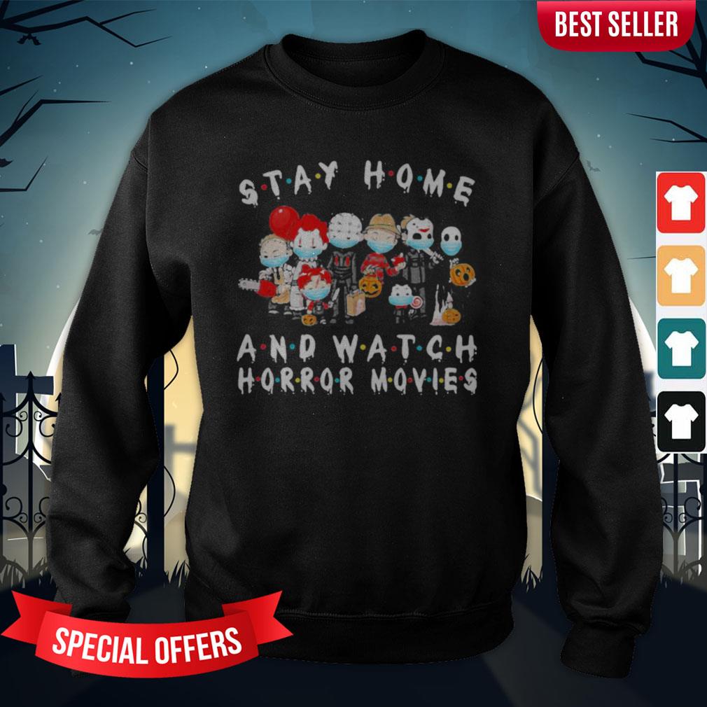 Halloween Horror Characters Mask Stay Home And Watch Horror Movies Shirt