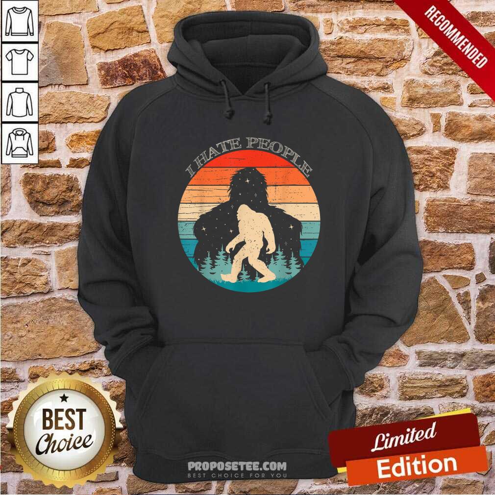 Happy I Hate People Bigfoot Sasquatch Silhouette Sunset Shirt