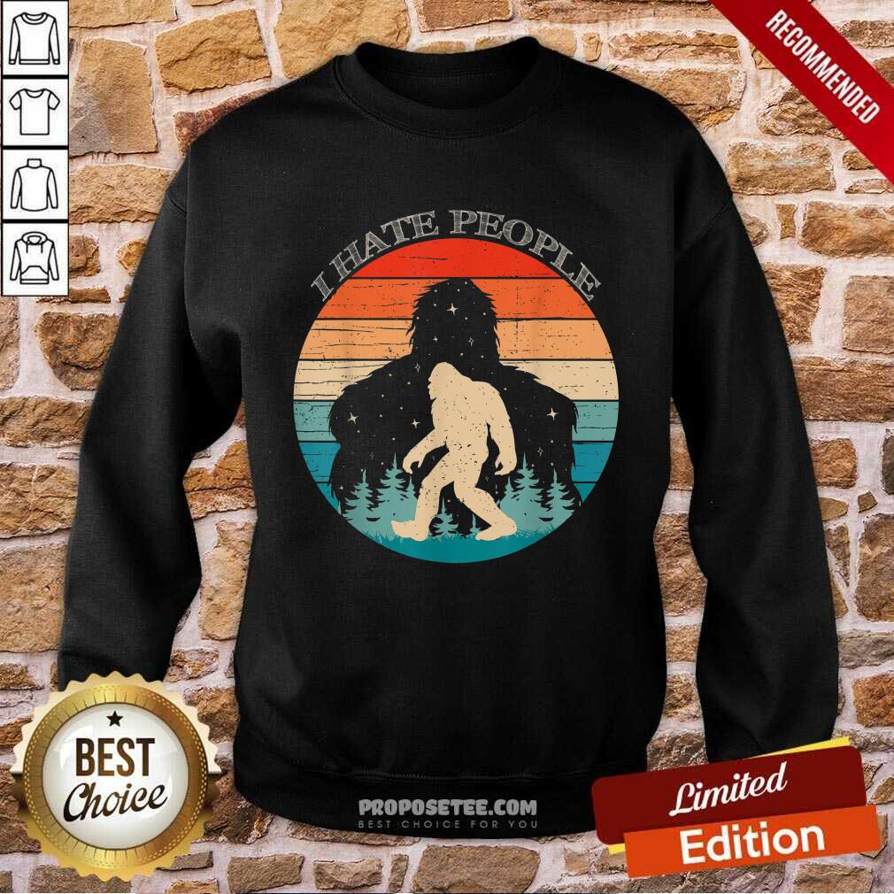 Happy I Hate People Bigfoot Sasquatch Silhouette Sunset Shirt