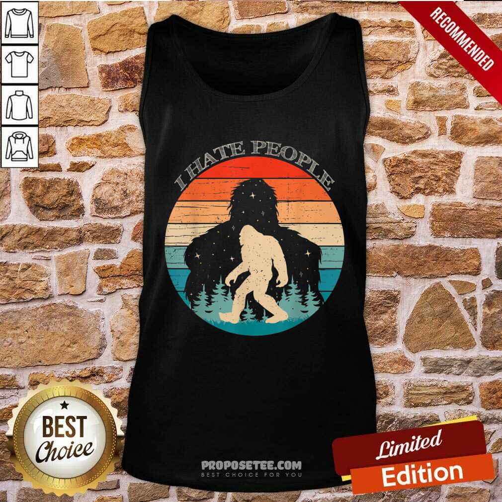 Happy I Hate People Bigfoot Sasquatch Silhouette Sunset Shirt