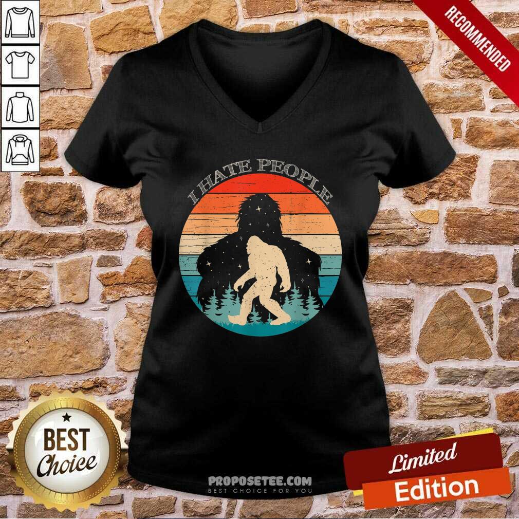 Happy I Hate People Bigfoot Sasquatch Silhouette Sunset Shirt