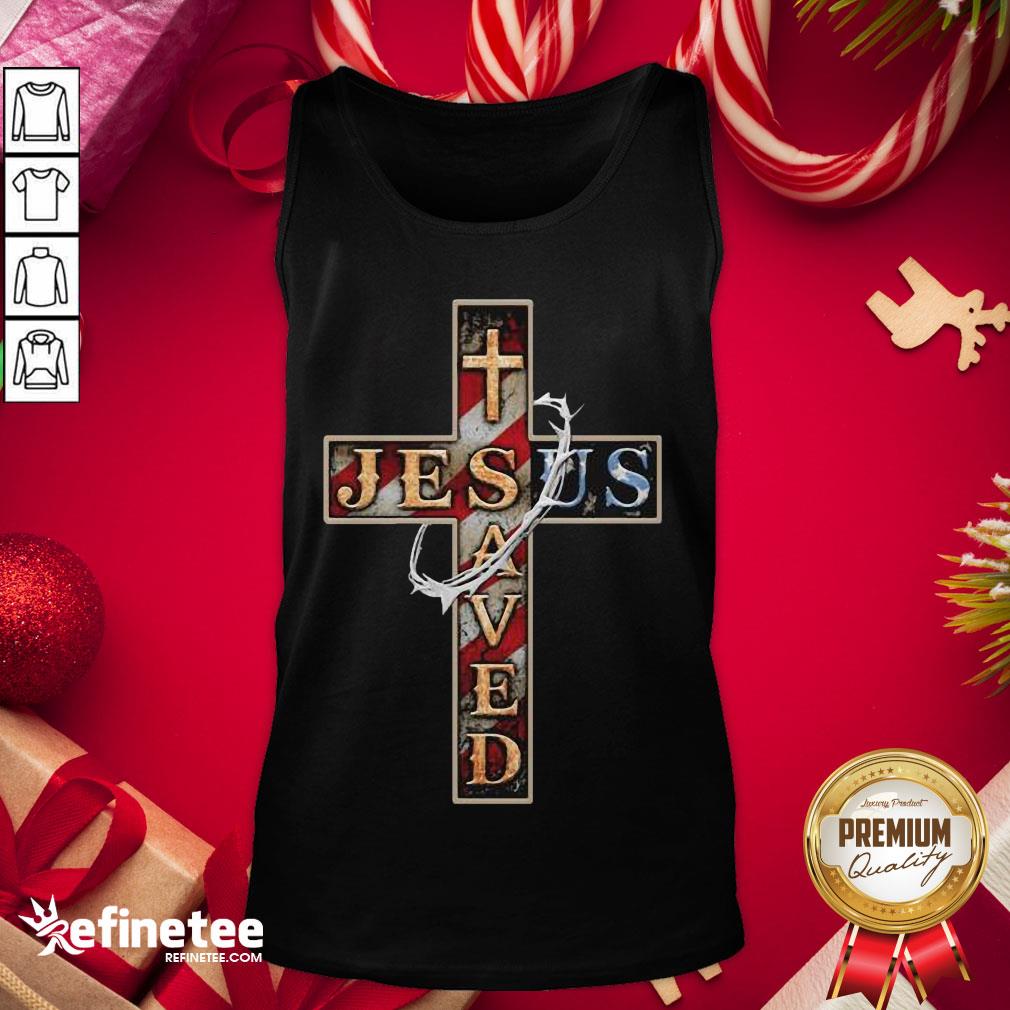 Happy Jesus Save Us Cross American Flag Shirt