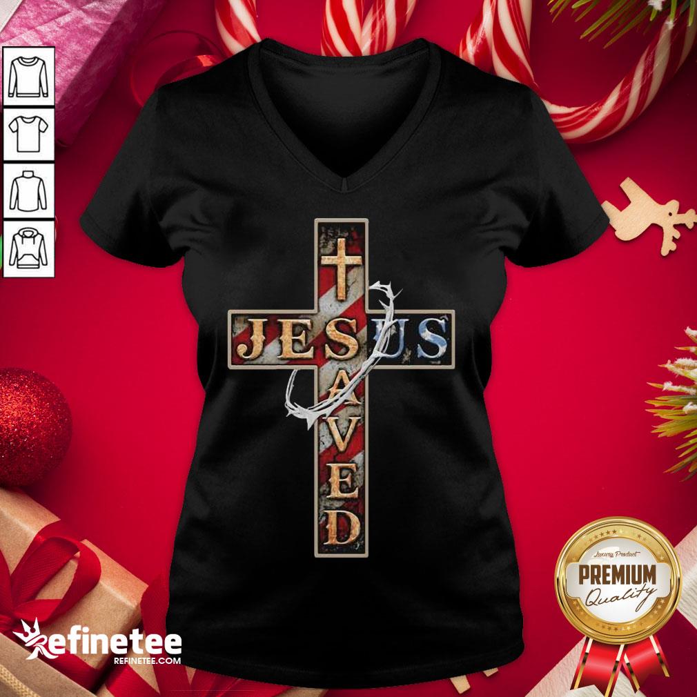 Happy Jesus Save Us Cross American Flag Shirt