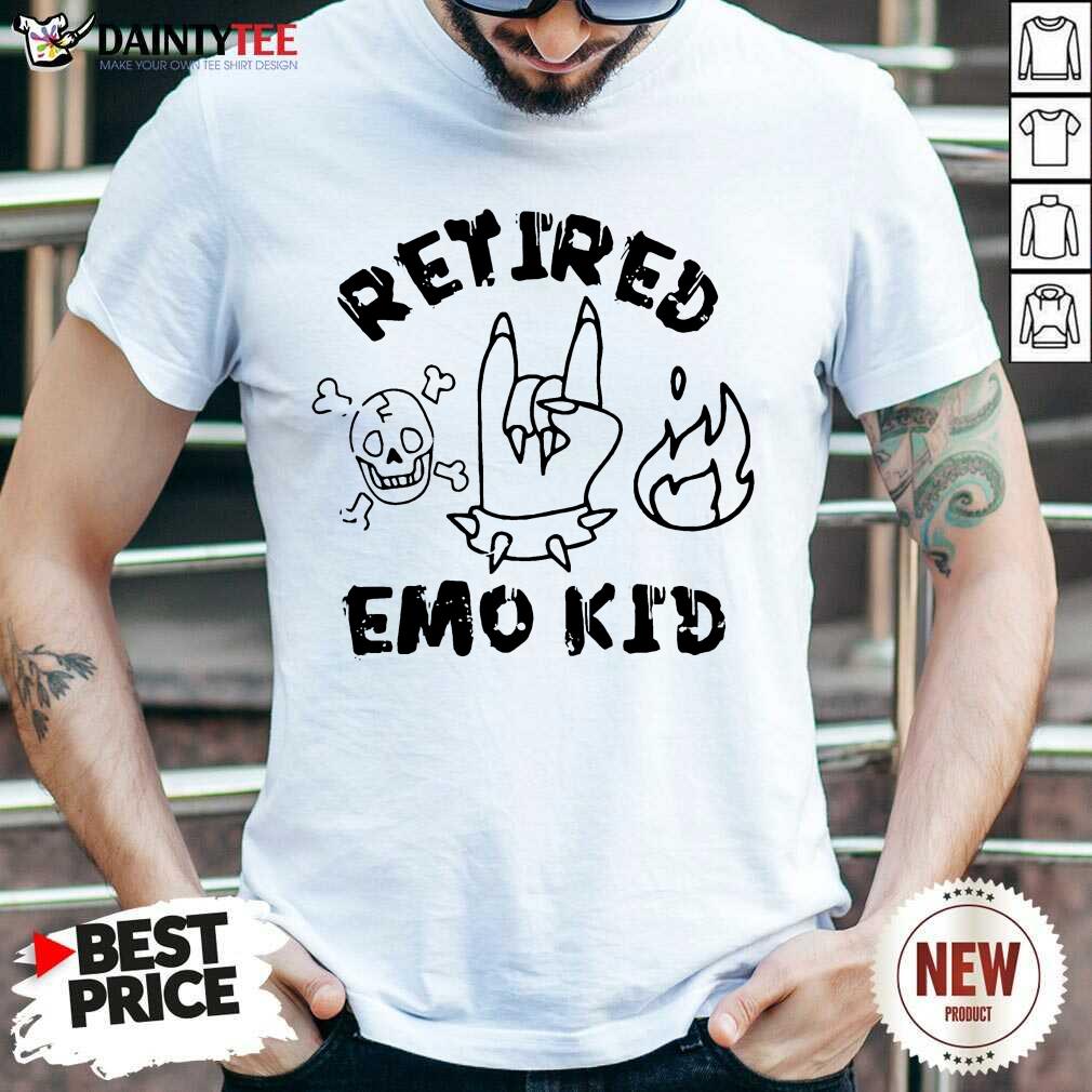Happy Retired Skull Demons Hand Fire Emo Kid 236 Shirt