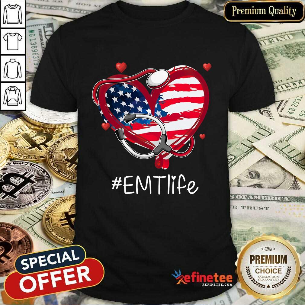 Heart American Flag EMT Life Shirt