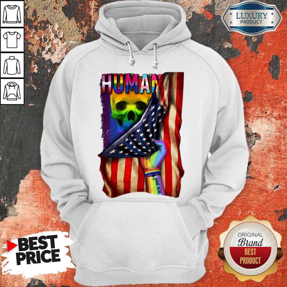 Hot LGBT American Flag Back Human Skull Shirt